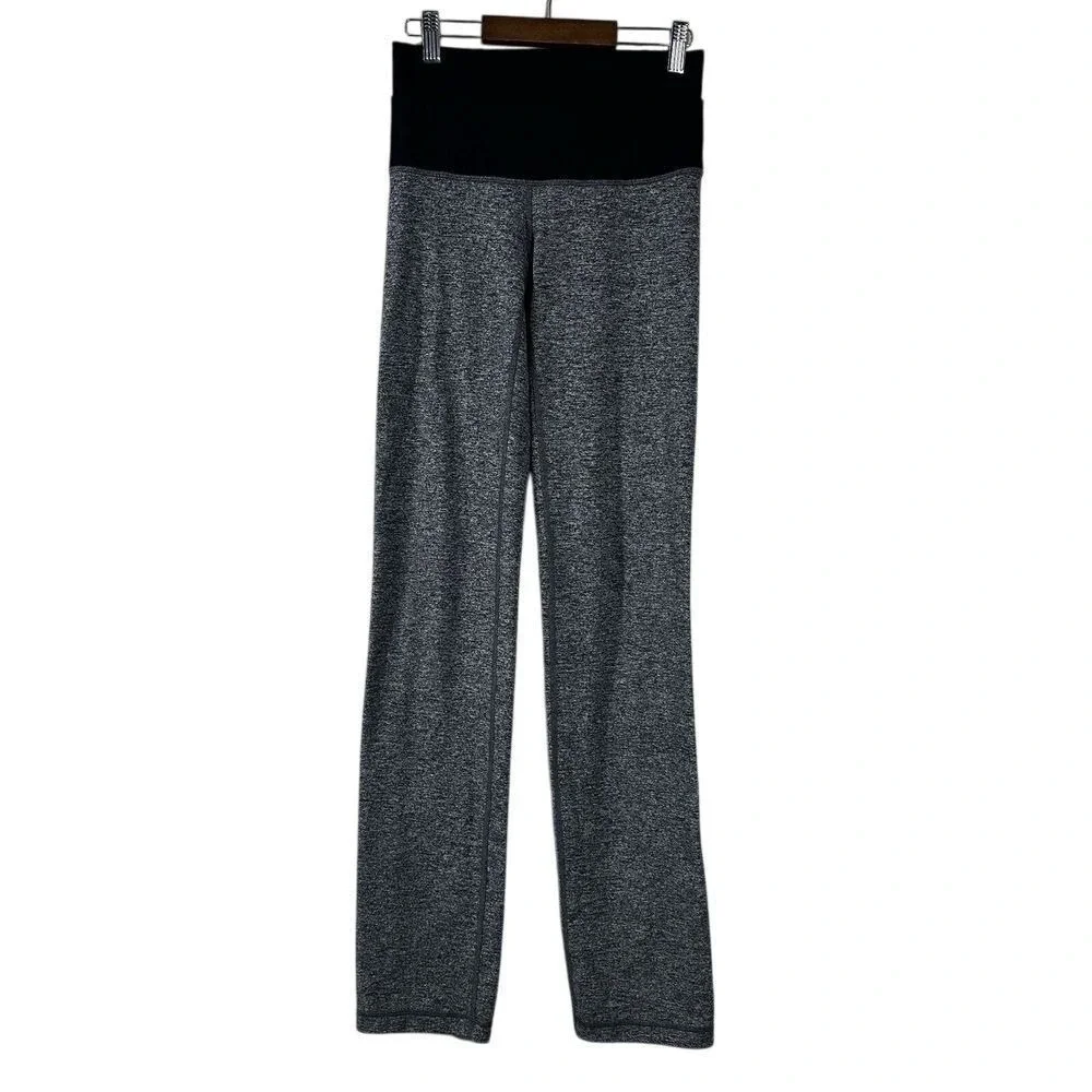 Lululemon High Rise Straight Leg Yoga Pants Heathered Gray Black‎ Activewear